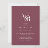 ANDREA Burgund QR-Code klassische elegante Hochzei Einladung (Vorderseite)
