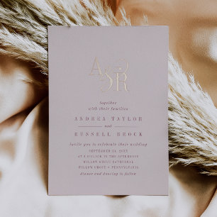ANDREA Burgunder-Rosa-Roségold-Folie Hochzeit Folieneinladung