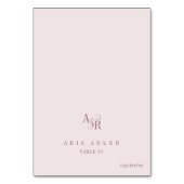 ANDREA Burgundy Blush Minimal Wedding Place Cards Tischnummer (Vorderseite)