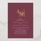 ANDREA Burgundy Gold Foil Formal Elegant Wedding Folieneinladung (Vorderseite)