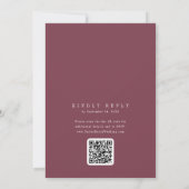 ANDREA Burgundy QR Code Classic Elegant Wedding Einladung (Rückseite)