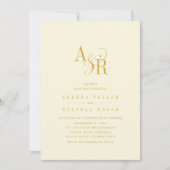 ANDREA Butter Yellow QR Code Elegante Hochzeit Einladung (Vorderseite)