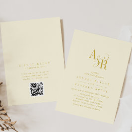 ANDREA Butter Yellow QR Code Elegante Hochzeit Einladung