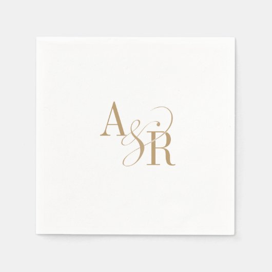 ANDREA Classic Gold White Boho Minimalistisch Wedd Serviette (Vorderseite)