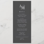 ANDREA Classic Gray Dark Academia Monogram Wedding Menükarte (Vorderseite)