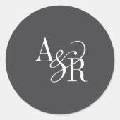 ANDREA Classic Gray Dark Academia Wedgram Runder Aufkleber (Vorderseite)