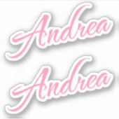 Andrea Decorative Name in Pink x2 Aufkleber (Vorderseite)