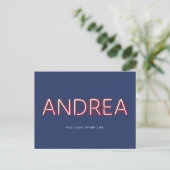 Andrea, du zündest mein Leben an Neonlicht Postkarte (Stehend Vorderseite)