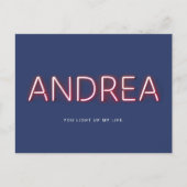 Andrea, du zündest mein Leben an Neonlicht Postkarte (Vorderseite)
