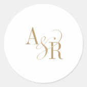 ANDREA Elegant Gold Einfache formale Hochzeitserie Runder Aufkleber (Vorderseite)