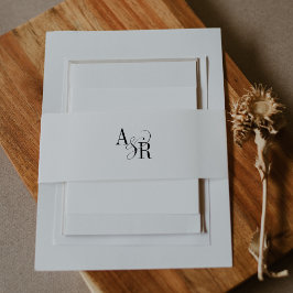 ANDREA Formal Minimal Schwarz Elegante Hochzeit Einladungsbanderole