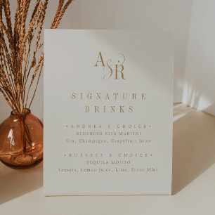 ANDREA Gold Cream Modernes Heiratssignaturgetränk Sockelschild