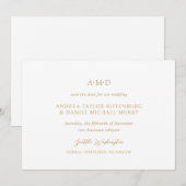 Andrea Gold Elegant Wedding Save The Date (Vorne/Hinten)