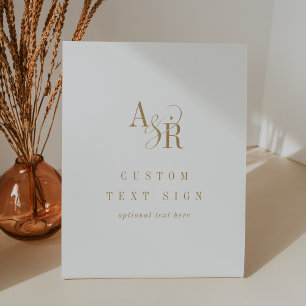 ANDREA Gold White Simple Minimalistisch Custom Wed Sockelschild