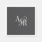 ANDREA Initials Monogram Dunkelgrau Minimale Hochz Serviette (Vorderseite)