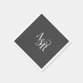 ANDREA Initials Monogram Dunkelgrau Minimale Hochz Serviette (Ecke)