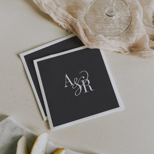 ANDREA Initials Monogram Dunkelgrau Minimale Hochz Serviette