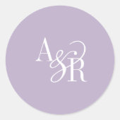 ANDREA Lavendel Moderne einfache Hochzeitsmonogram Runder Aufkleber (Vorderseite)