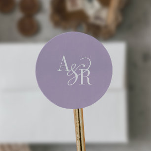 ANDREA Lavendel Moderne einfache Hochzeitsmonogram Runder Aufkleber
