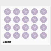 ANDREA Lavender Modern Simple Wedding Monogram Runder Aufkleber (Blatt)