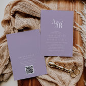 ANDREA Lavender QR Code Classic Elegant Wedding Einladung