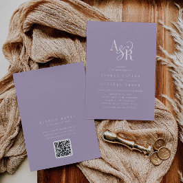ANDREA Lavender QR Code Classic Elegant Wedding Einladung