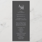 ANDREA Minimal kühne moderne, dunkelgraue Hochzeit Programm (Vorderseite)