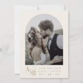 ANDREA Modernes Gold Cream Minimal Einfache Hochze Save The Date (Vorderseite)