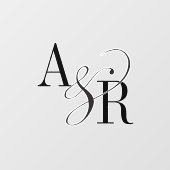 ANDREA Modernes Minimalistisches Hochzeitmonogramm Fensteraufkleber (Blatt)