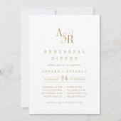 ANDREA Monogram Boho Gold Minimale Probe Abendesse Einladung (Vorderseite)