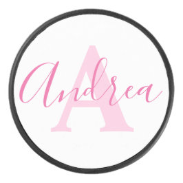 Andrea monogram rosa text individuelle Name initia Eishockey Puck