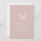 ANDREA Monogram Simple Blush Pink Minimal Wedding Save The Date (Vorderseite)