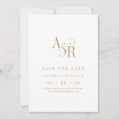ANDREA Monogram Simple Gold Minimal formale Hochze Save The Date (Vorderseite)