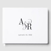 ANDREA Monogram Simple Modern White Black Wedding Gästebuch (Vorderseite)