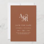 ANDREA Monogram Simple Terracotta Minimal Wedding Save The Date (Vorderseite)