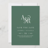 ANDREA Monogramm Einfache Dunkelgrüne Minimale Hoc Save The Date (Vorderseite)