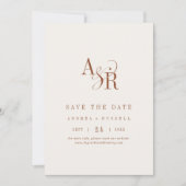 ANDREA Monogramm einfaches Boho Creme Minimal Hoch Save The Date (Vorderseite)