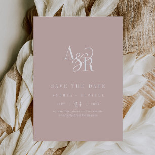 ANDREA Monogramm Einfaches Rosafarbenes Minimales Save The Date