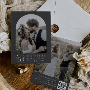 ANDREA Moody Classic Gray Dark Academia Wedding Save The Date