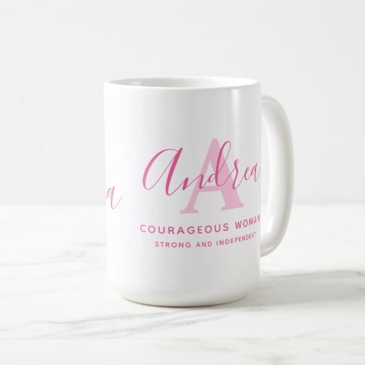 Andrea Name Bedeutung und monogramm rosa Text Kaff Kaffeetasse (VorderseiteRechts)