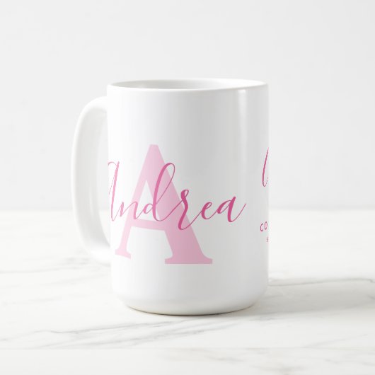 Andrea Name Bedeutung und monogramm rosa Text Kaff Kaffeetasse (Vorderseite Links)