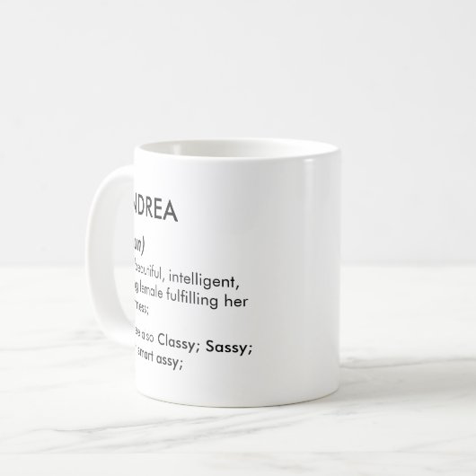 Andrea name, Editable name, Custom name Kaffeetasse (Vorderseite Links)