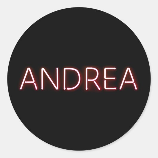 Andrea Name in Glows Neon Lights Runder Aufkleber (Vorderseite)