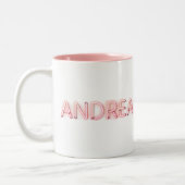 Andrea Name in Glows Neon Lights Zweifarbige Tasse (Links)