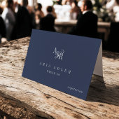 ANDREA Navy Blue Minimal Wedding Place Cards Tischnummer