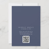 ANDREA Navy Blue QR Code Classic Elegant Wedding Einladung (Rückseite)