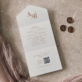 ANDREA QR Code Boho Creme Einfache Minimale Hochze All In One Einladung