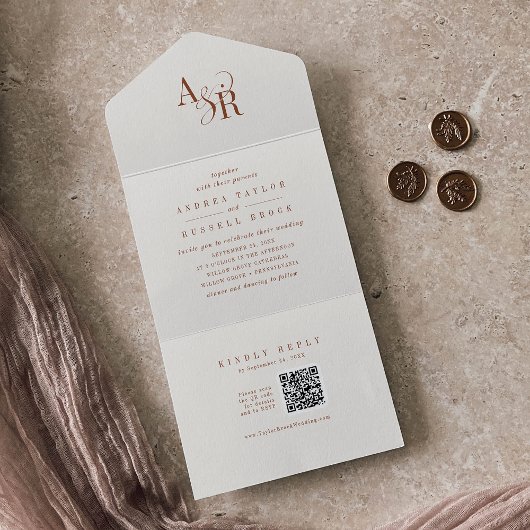 ANDREA QR Code Boho Creme Einfache Minimale Hochze All In One Einladung