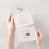 ANDREA QR Code Boho Creme Einfache Minimale Hochze All In One Einladung (Abreißen)