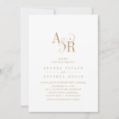 ANDREA QR Code Classic Gold White Initials Wedding Einladung (Vorderseite)